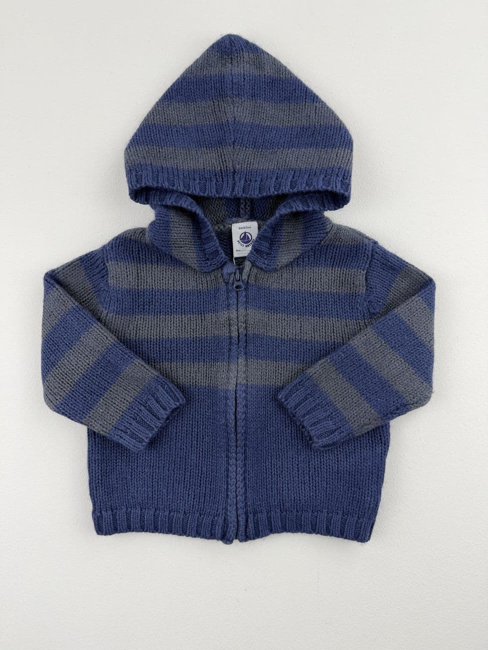 Gilet zippé à capuche – Petit Bateau – 6 mois (67 cm)