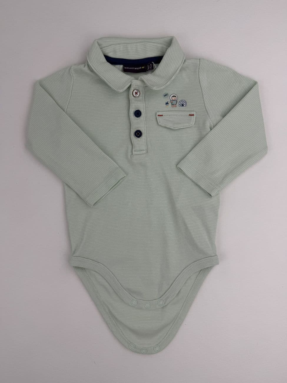 Wassergrüner Polo-Body – Sergeant Major – 9 Monate (71 cm)