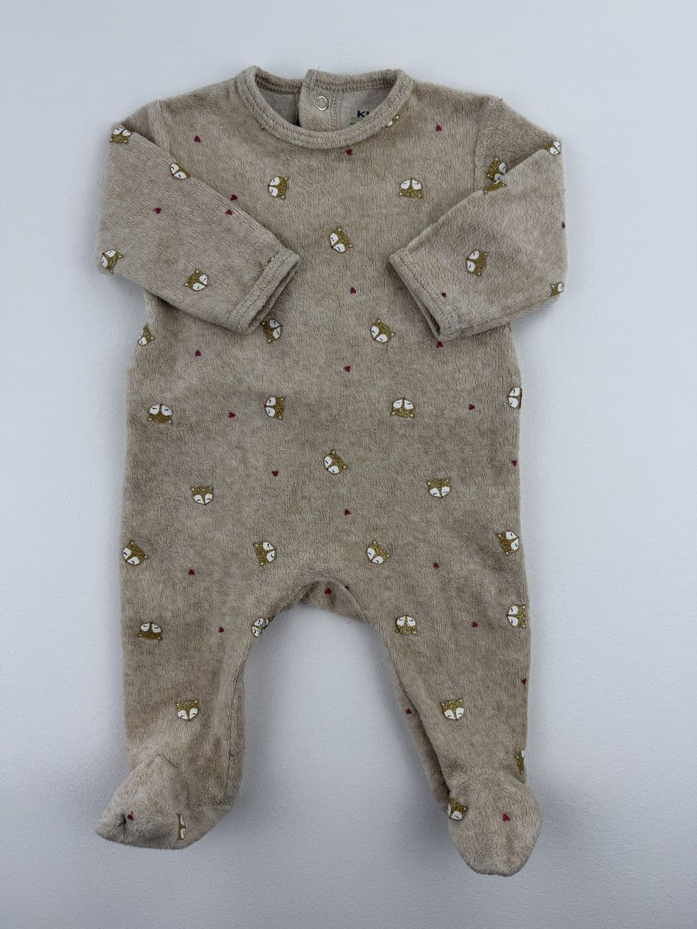 Samtpyjama mit Fuchsmuster – Kiabi – 3 Monate (56/62 cm)