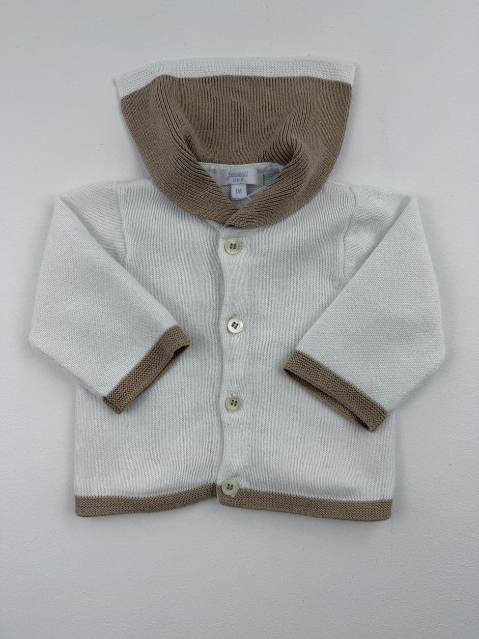 Off-white and camel knitted vest – Jacadi – 1 month