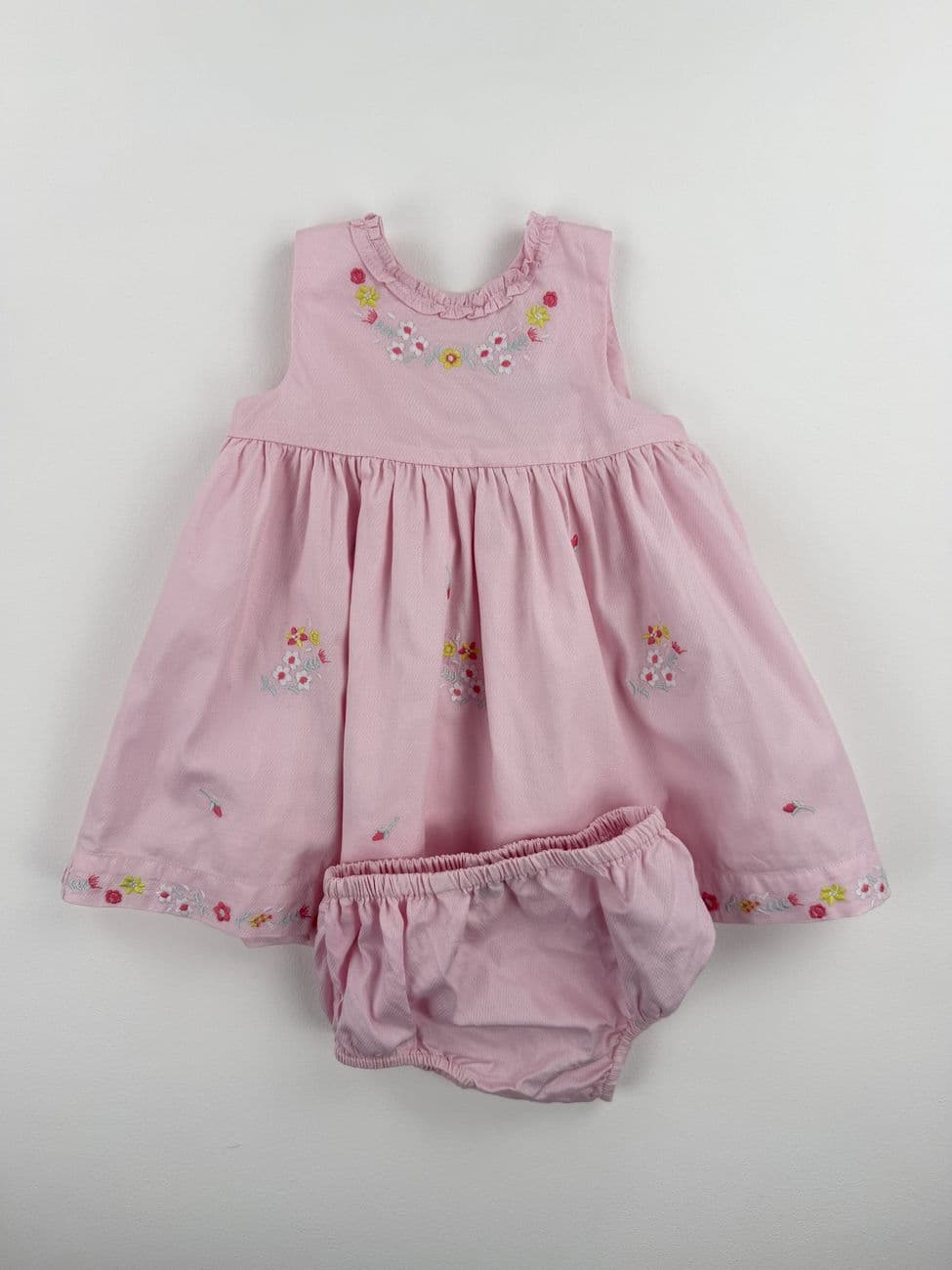 Embroidered pink dress with bloomers – Sergeant Major – 18 months (80 cm)