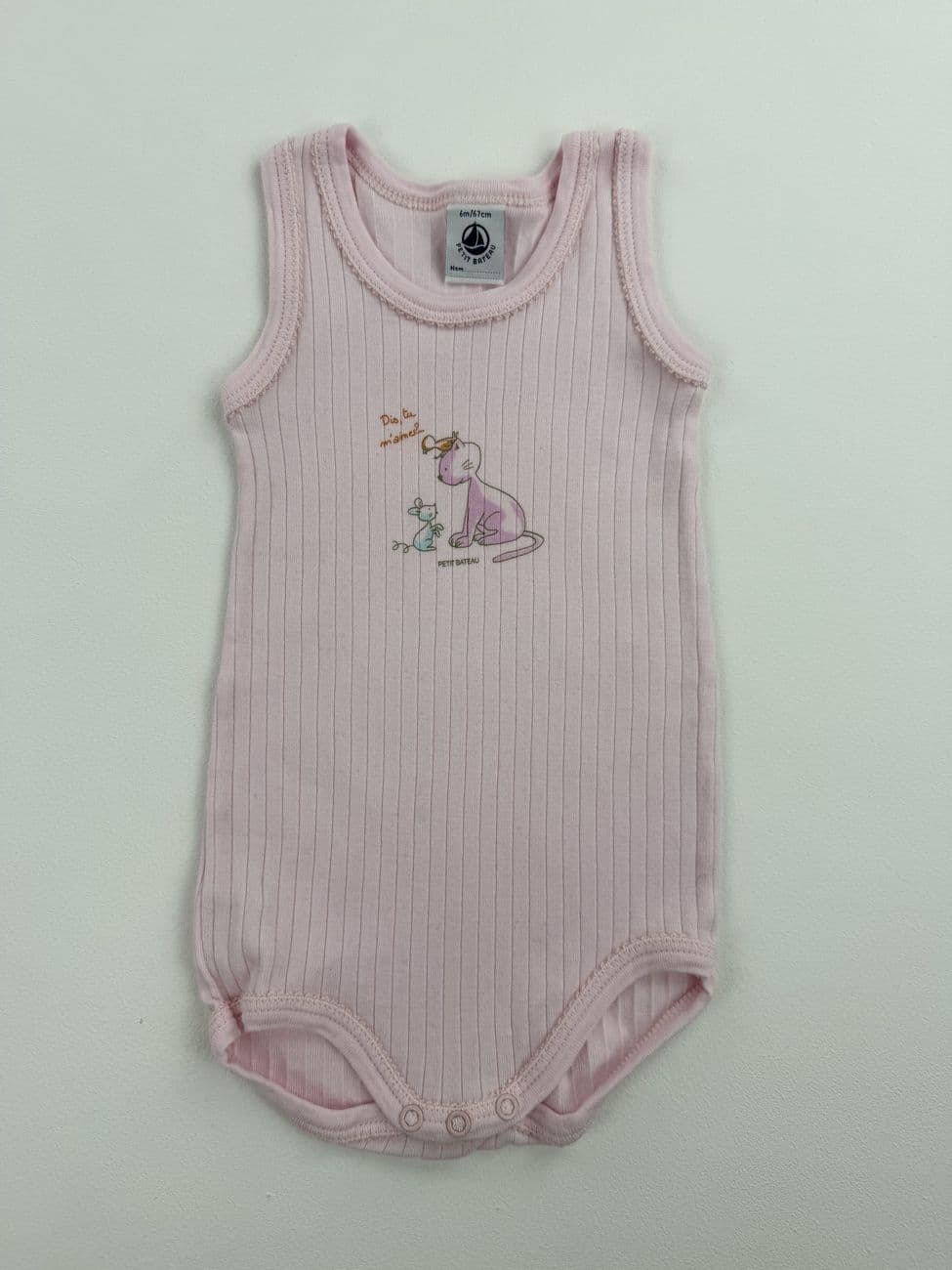 Rosa gerippter Tanktop-Body – Petit Bateau – 6 Monate (67 cm)