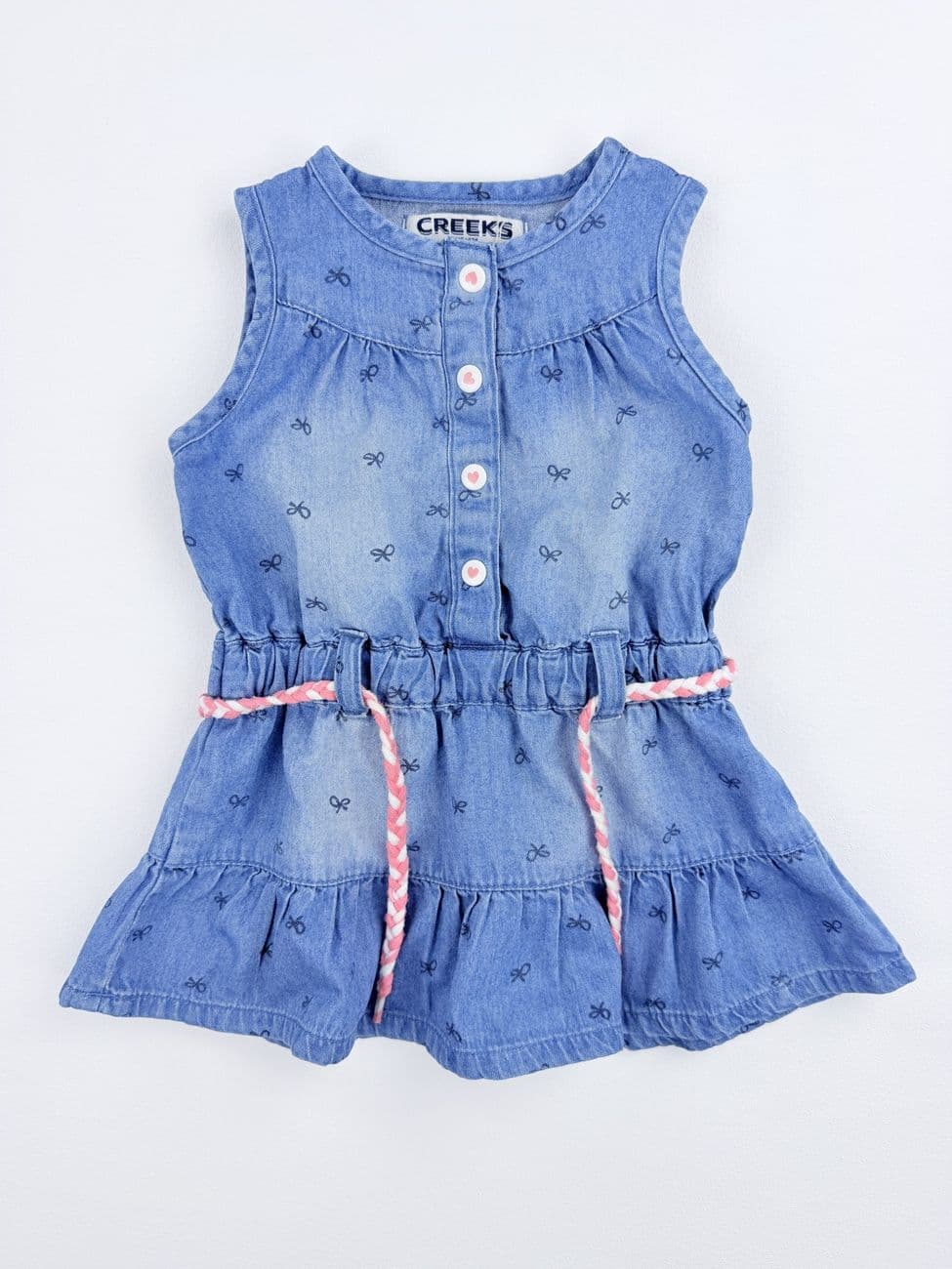Lightweight bow print denim dress – Creeks – 3 months
