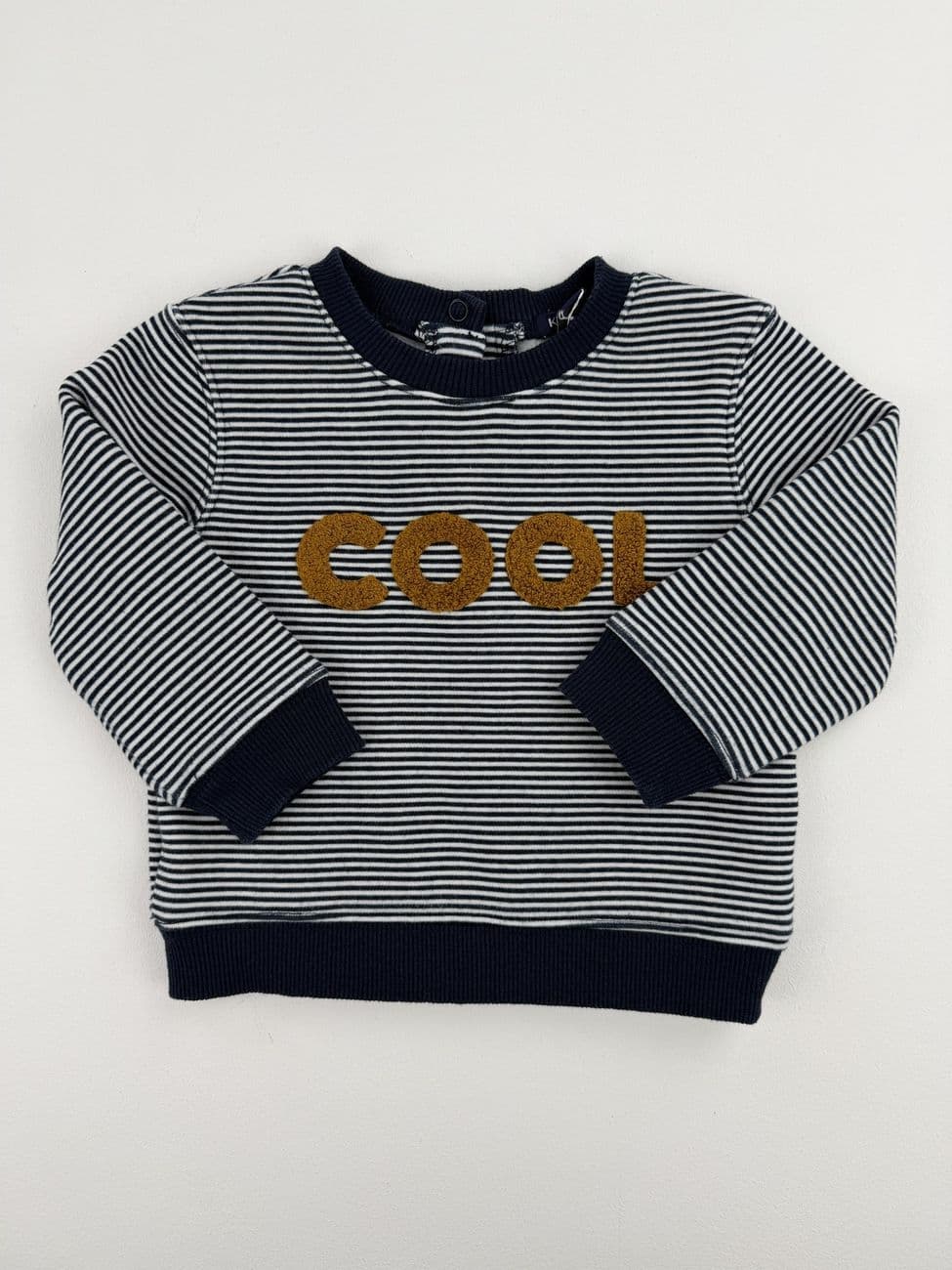 Sudadera rayas azul marino y blanco “COOL” – Kiabi – 12 meses (73/76 cm)