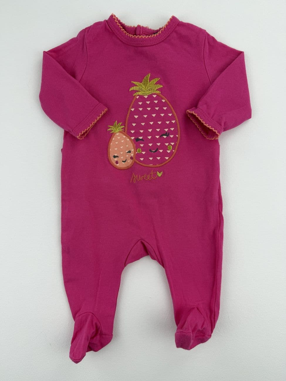 Pineapple embroidered cotton pajamas – Kiabi – 1 month (52/55 cm)