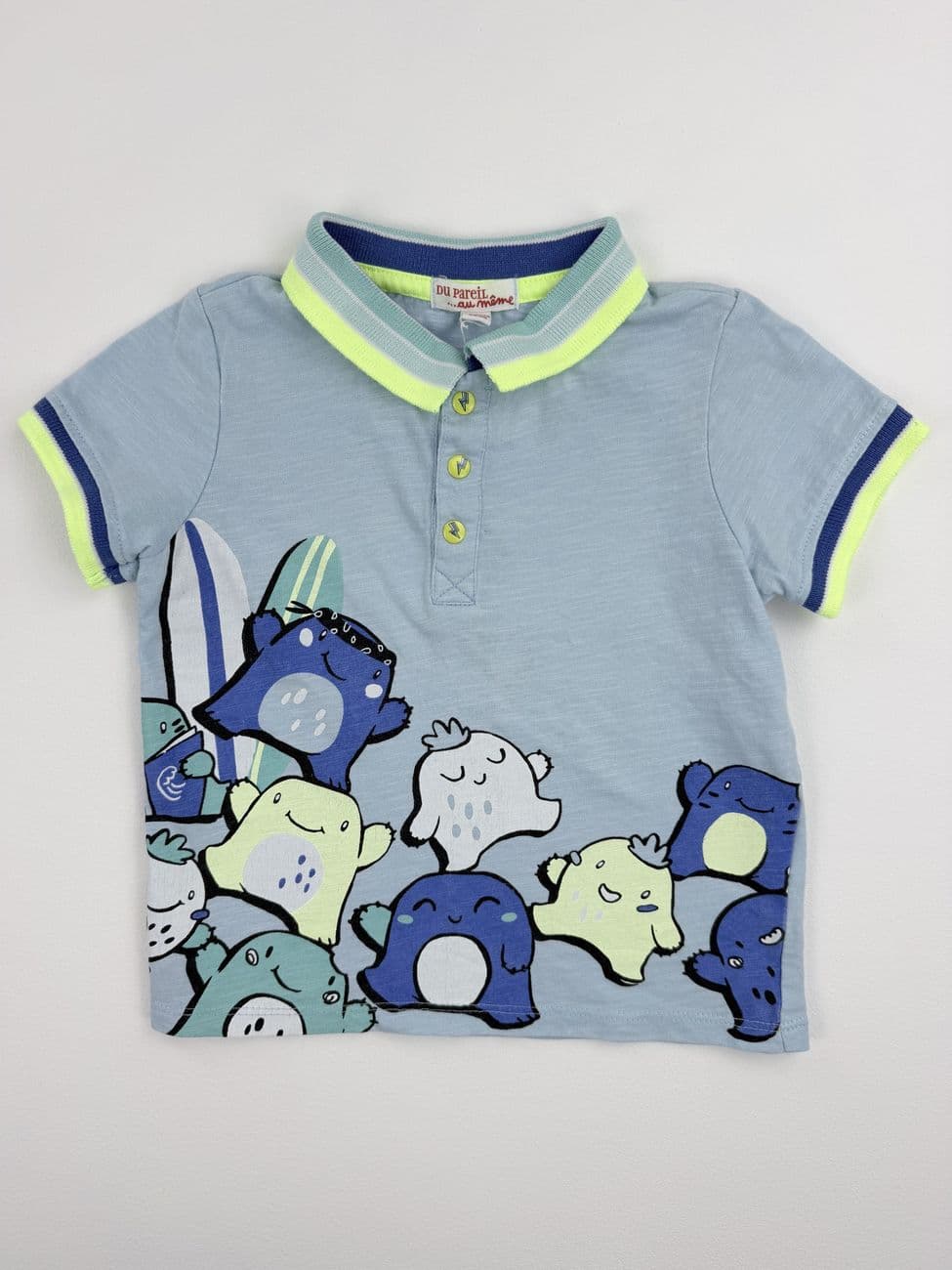 T-Shirt mit Polokragen mit Monster-Print – From the Same to the Same – 24 Monate (86 cm)