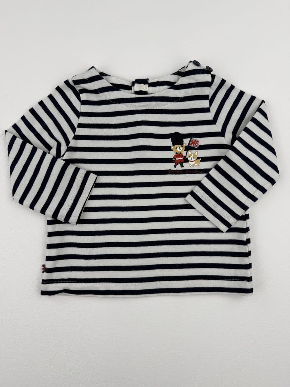 Weißes und blaues Matrosen-T-Shirt – Sergeant Major – 12 Monate (74 cm)