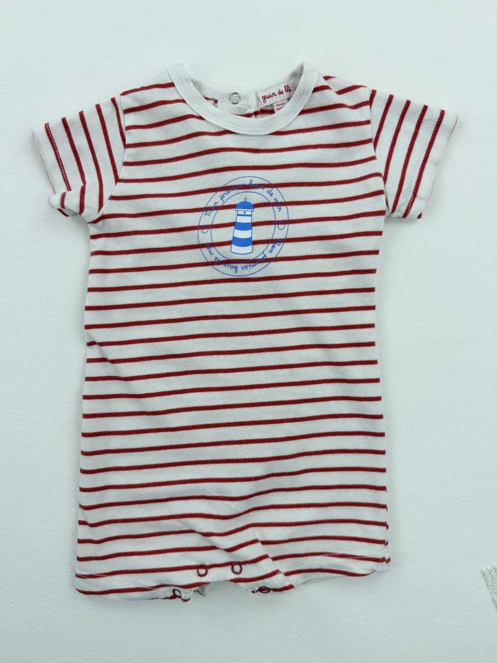 Striped playsuit - Grain de Blé - 3 months (60 cm)