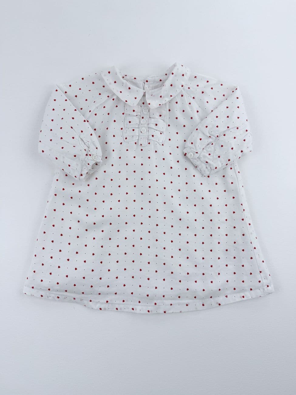 Kleid mit kleinen Herzen und Futter – Brioche – 6 Monate