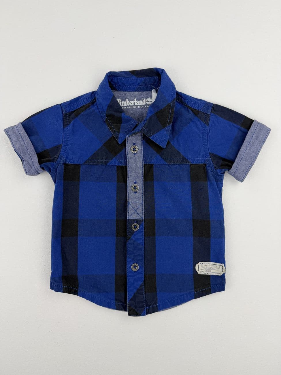 Chemise à carreaux bleu et noir – Timberland – 6 mois (68 cm)