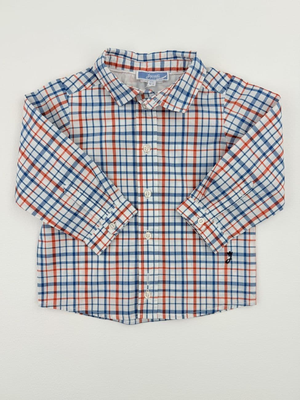 Camisa cuadros rojos y azules – Jacadi – 12 meses (74 cm)