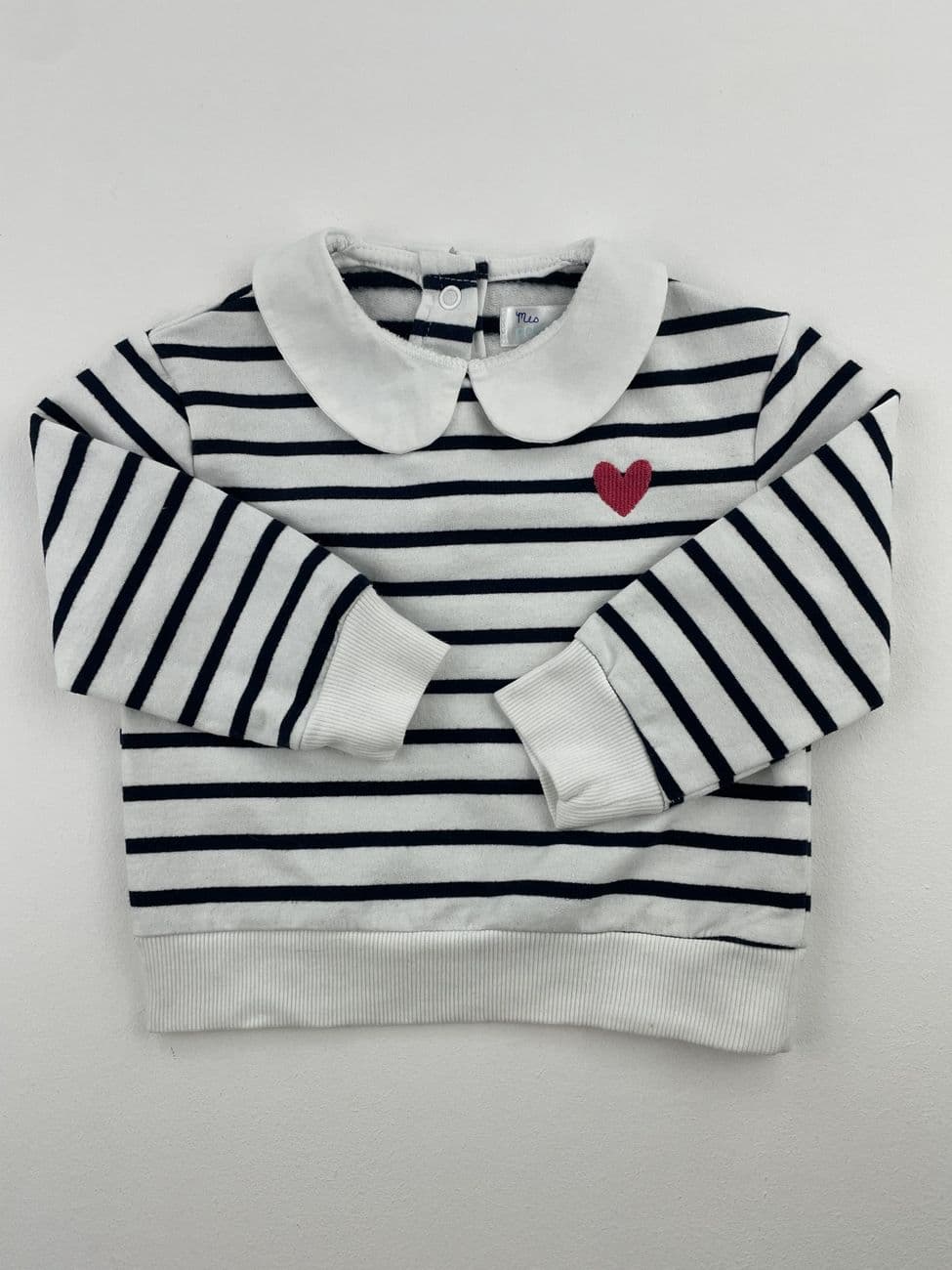 Sweat marinière col Claudine – Mes Petits Cailloux – 12 mois (74 cm)