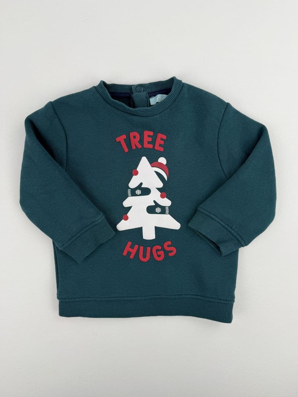 Sudadera verde pino “Tree Hugs” – Obaïbi – 12 meses (74 cm)