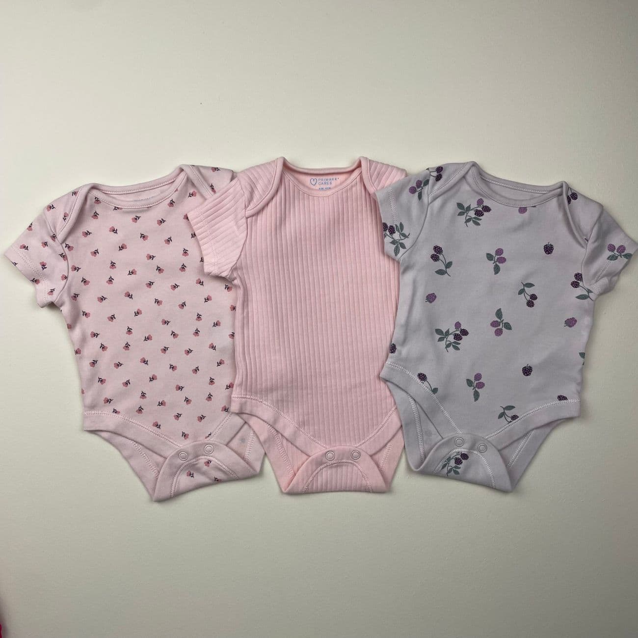 Lot de 3 bodies fille - Primark - 0/3 mois (62 cm)