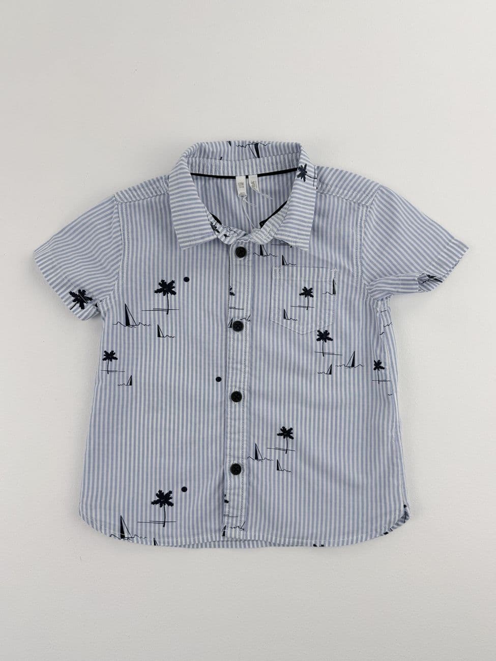Chemise rayée motif bateau et palmier – Orchestra – 12 mois (74 cm)