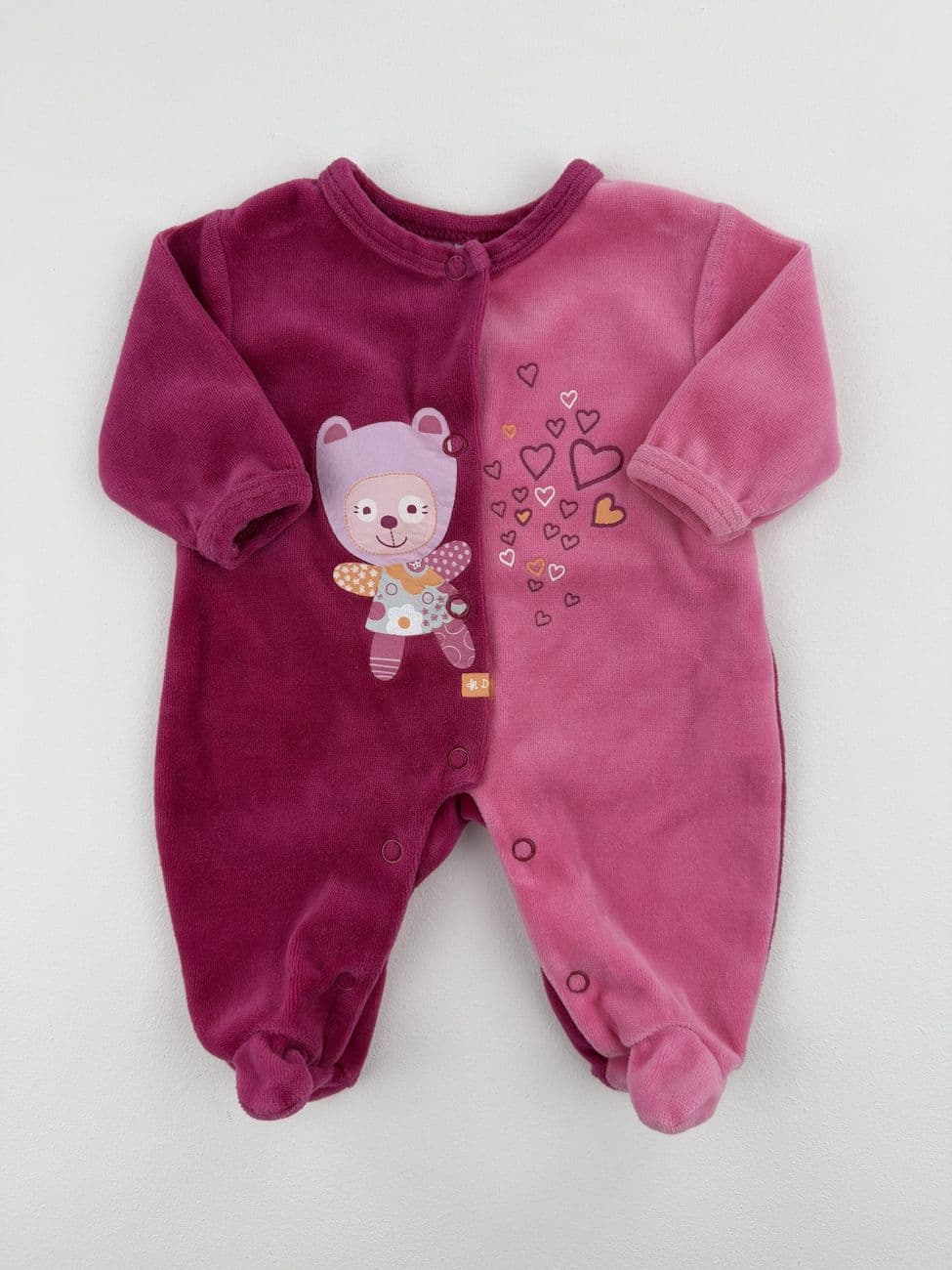 Two-tone velvet pajamas – Newborn