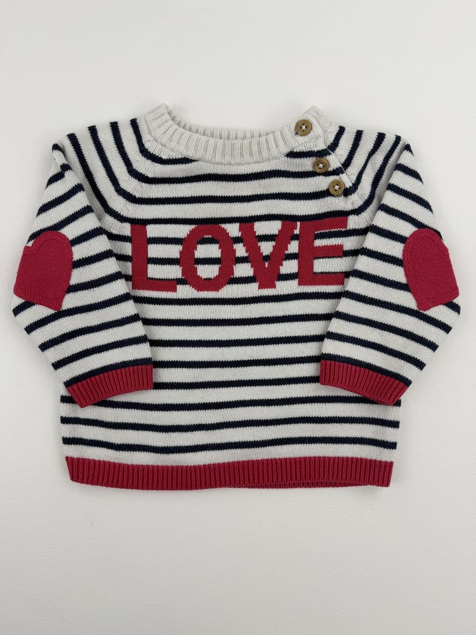 Creme- und marineblau gestreifter Pullover – H&M – 6 Monate (68 cm)