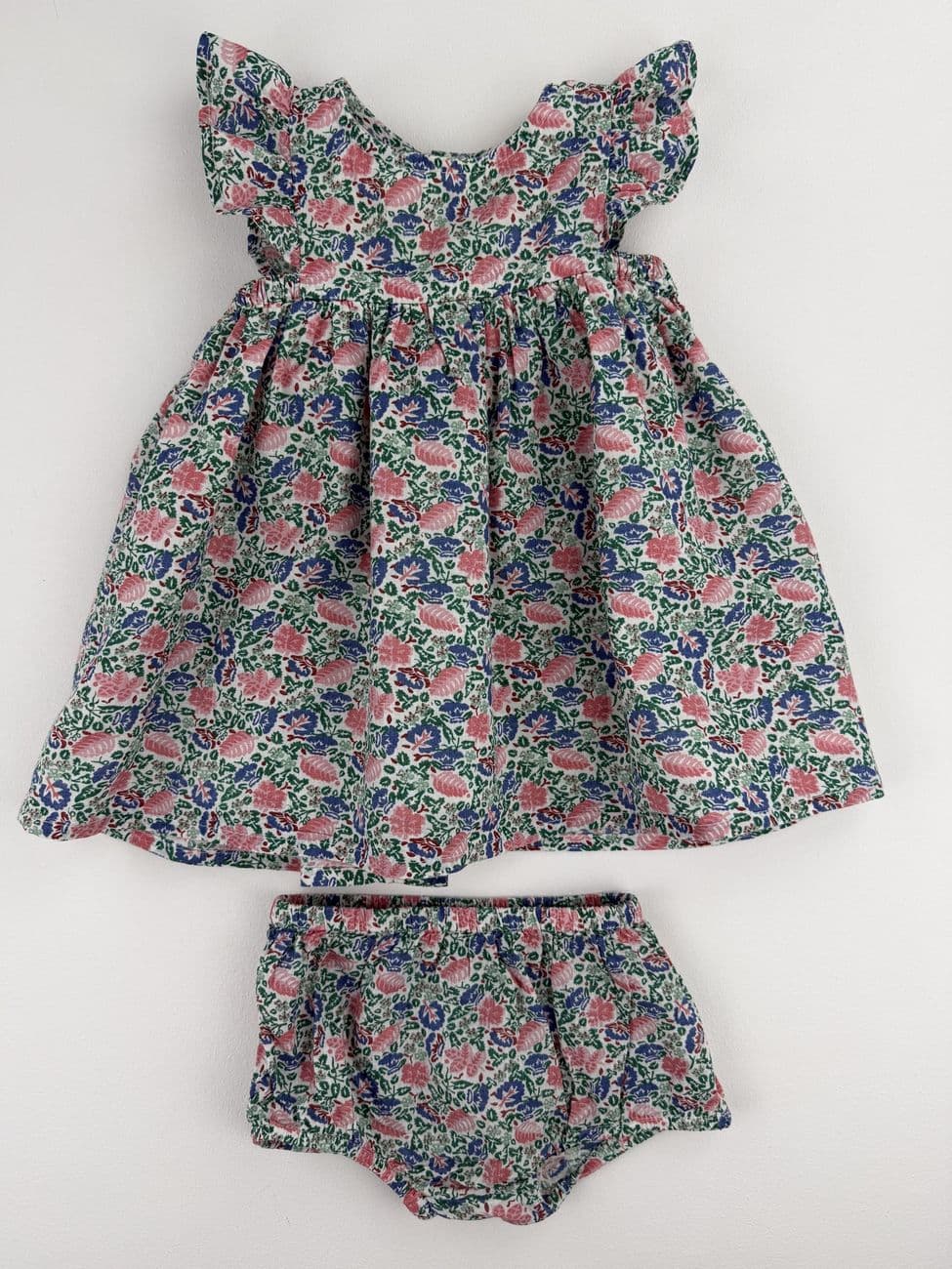 Ensemble robe fleurie doublée + bloomer – Bout’chou – 6 mois (67 cm)