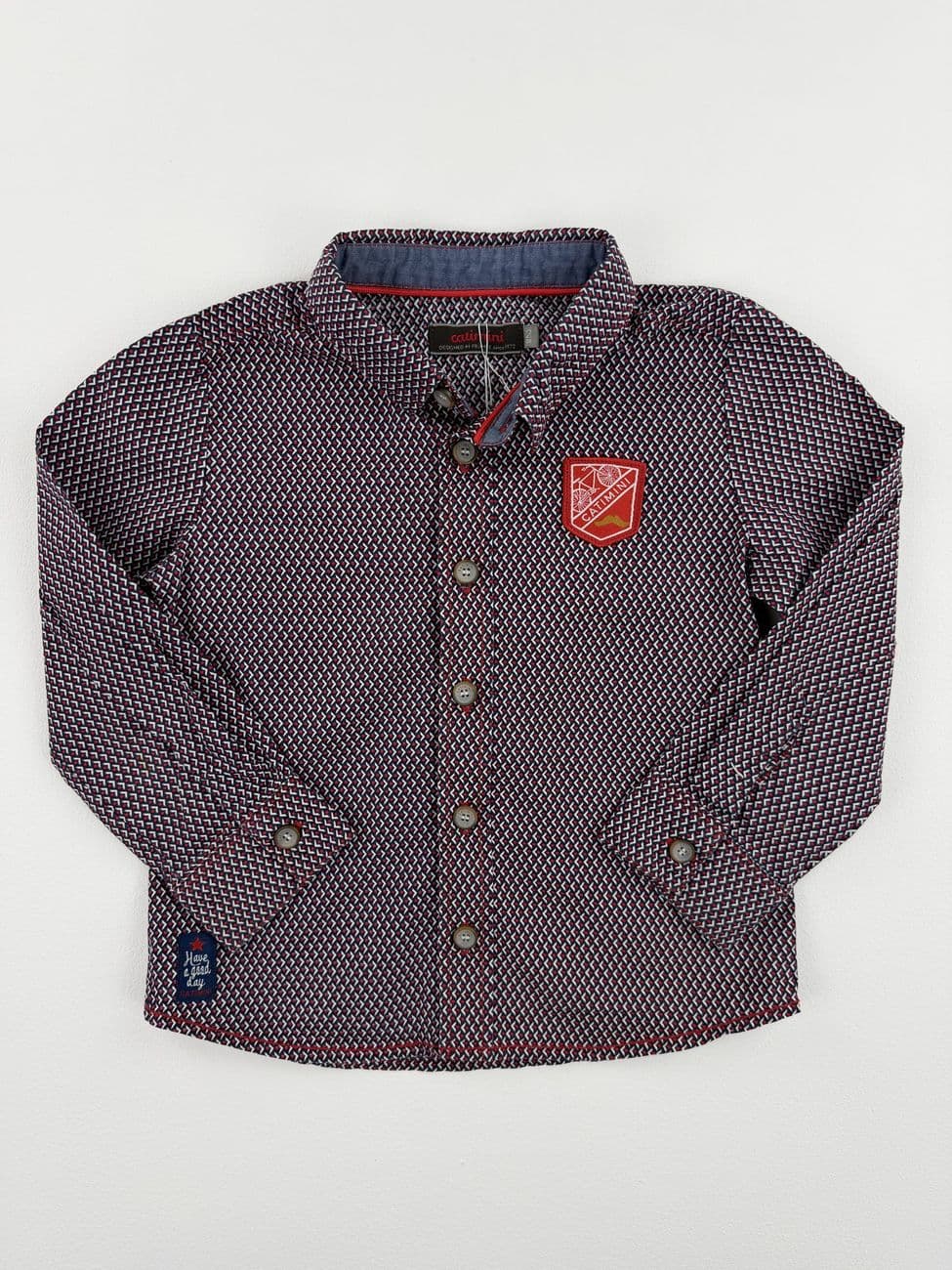 Camisa con estampado gráfico negro, blanco y rojo – Catimini – 2 años (86 cm)