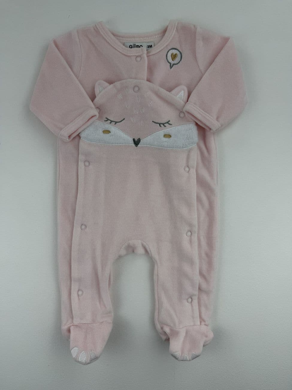 Pyjama dors-bien velours rose – Gémo – 3 mois