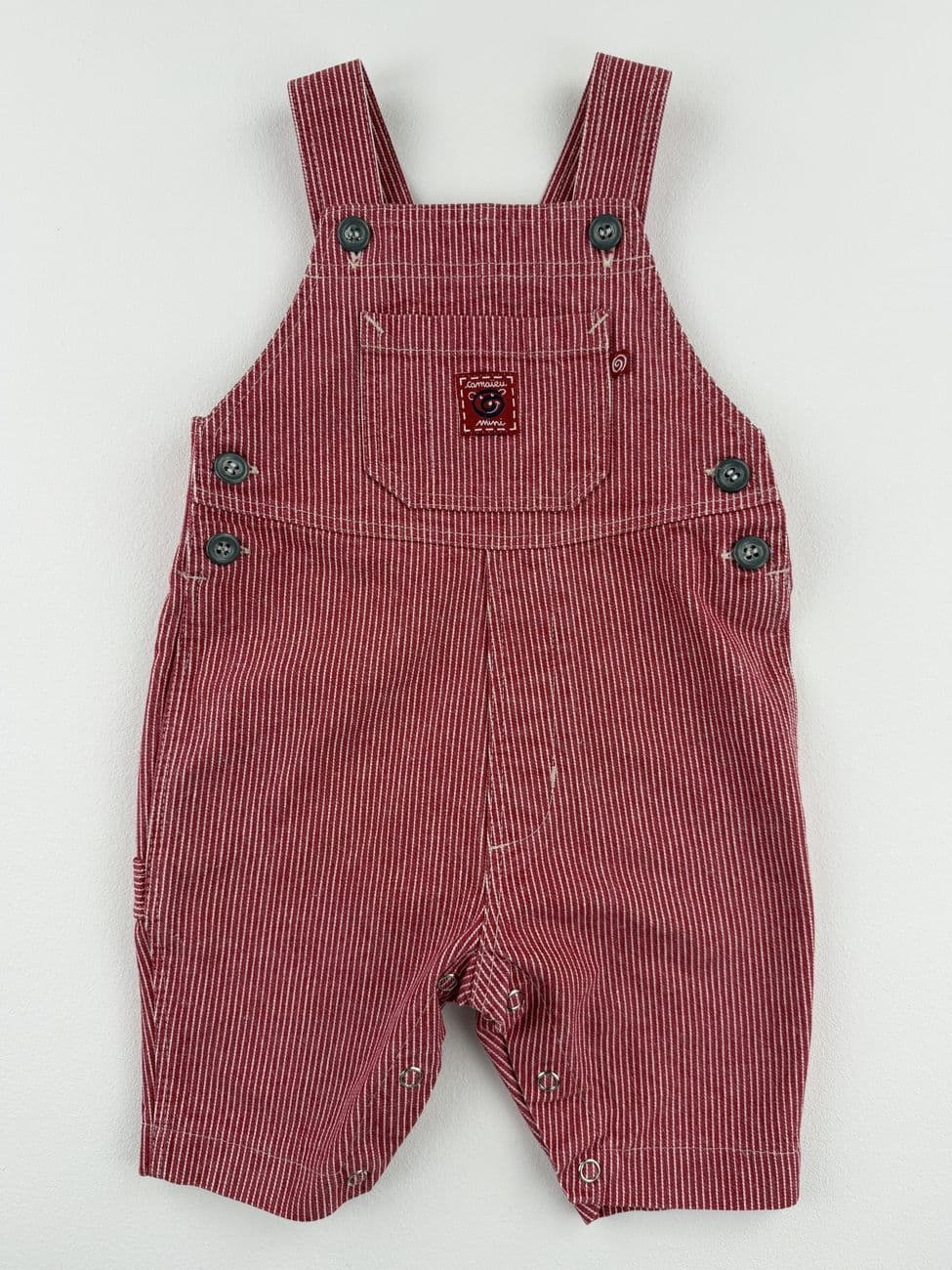 Red and white striped denim overalls – Camaïeu – 3 months
