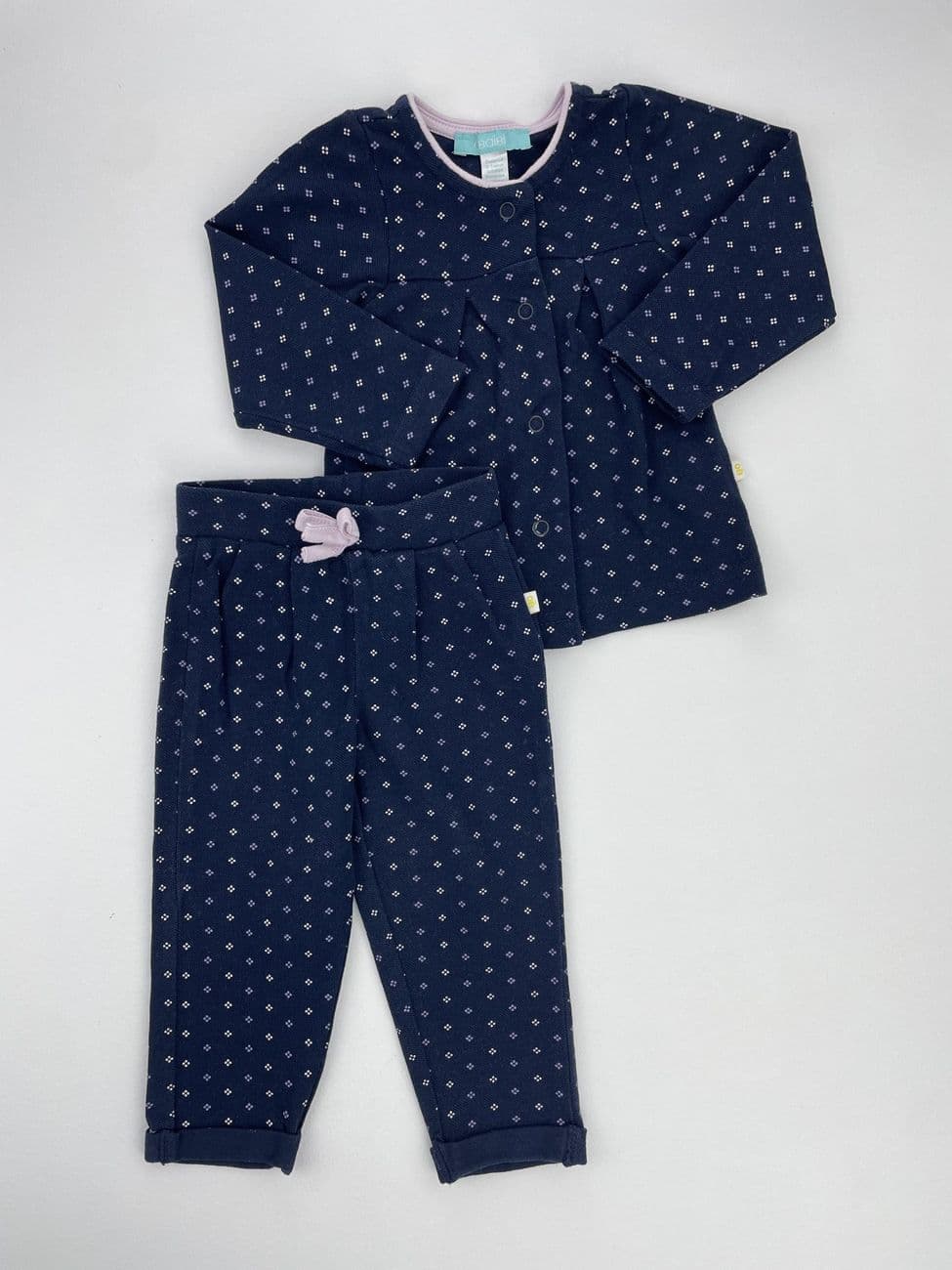 Set aus gemusterten marineblauen Hosen und Westen – Obaïbi – 6 Monate (68 cm)