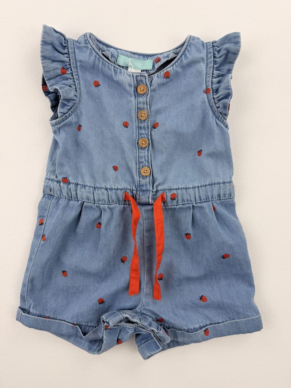 Jeansoverall mit Erdbeermuster – Obaïbi – 3 Monate (59 cm)