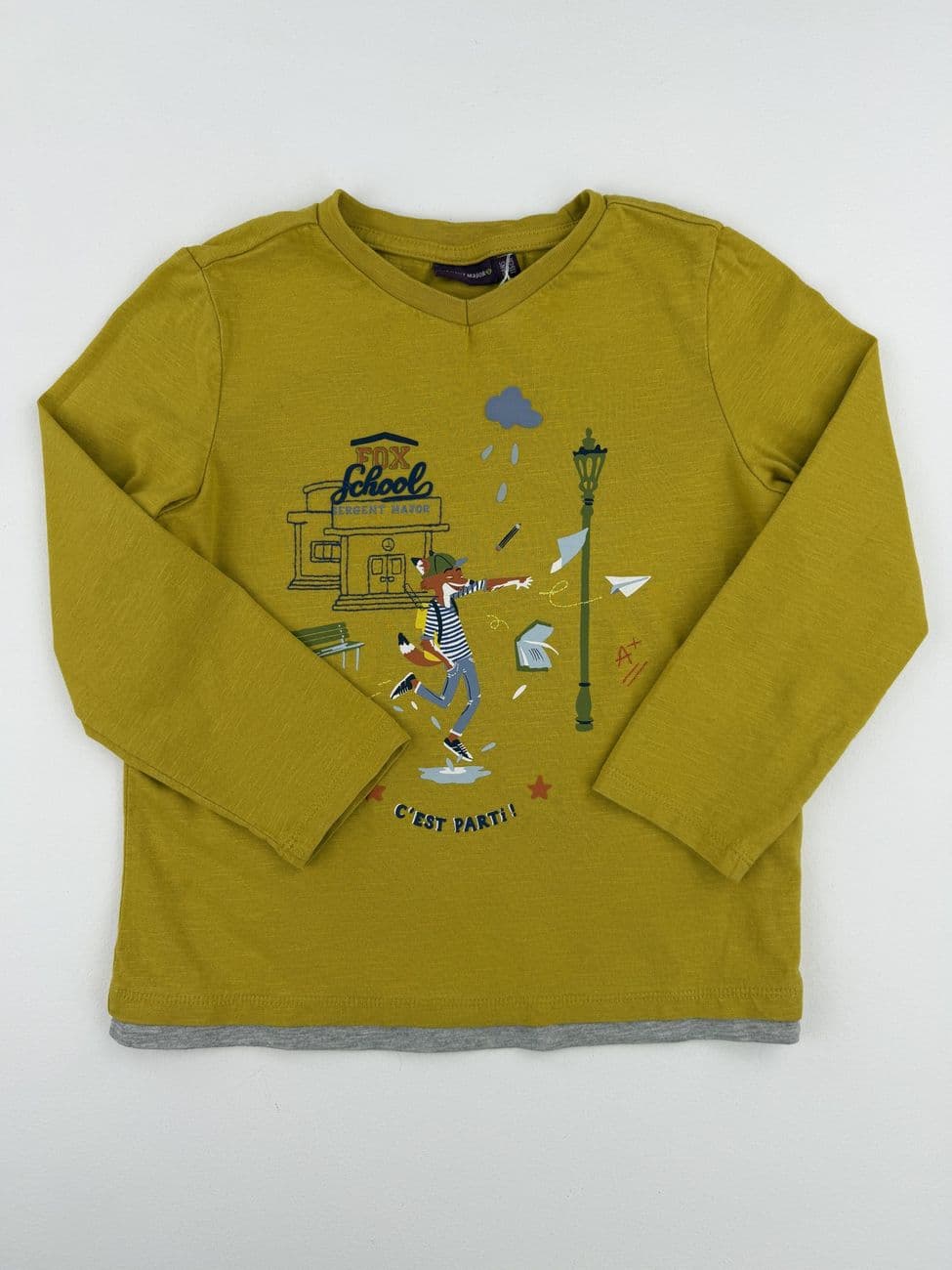 Langärmliges senffarbenes bedrucktes T-Shirt – Sergent Major – 6 Jahre (116 cm)
