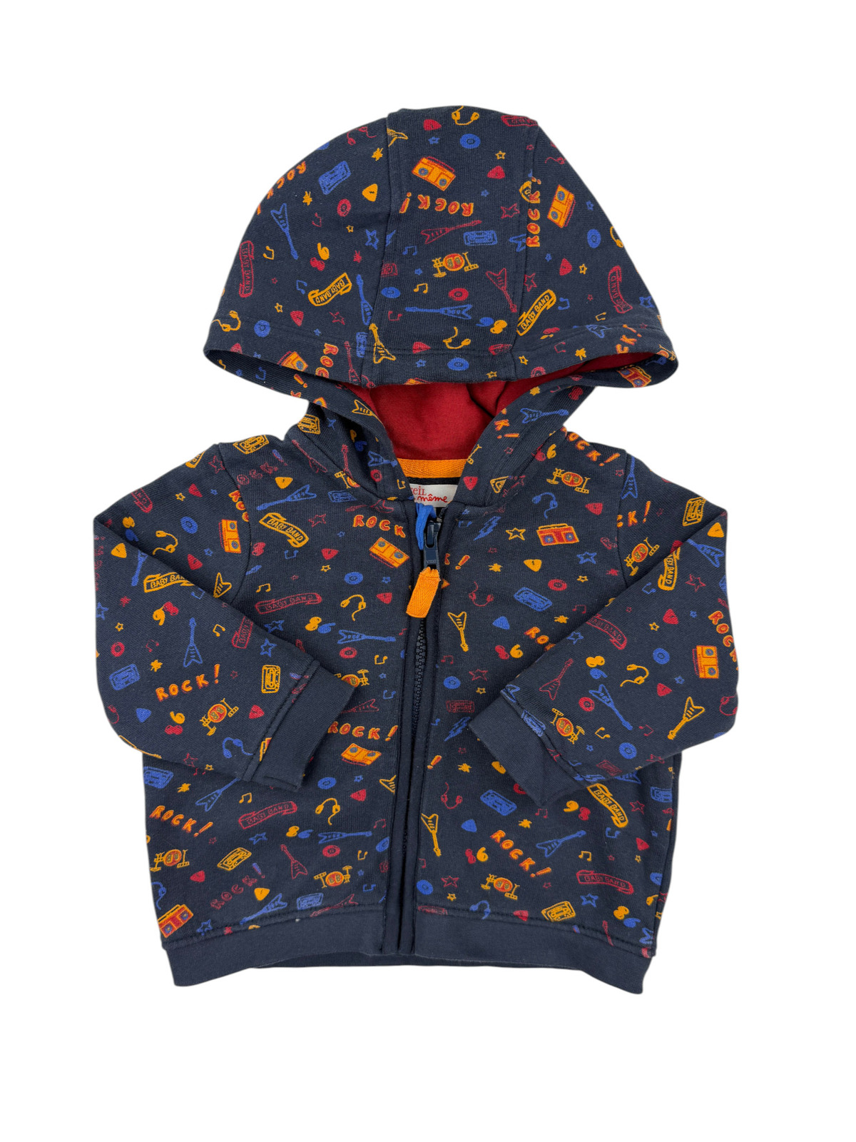 Gilet zippé à capuche motifs rock - DPAM - 6 mois (68 cm)