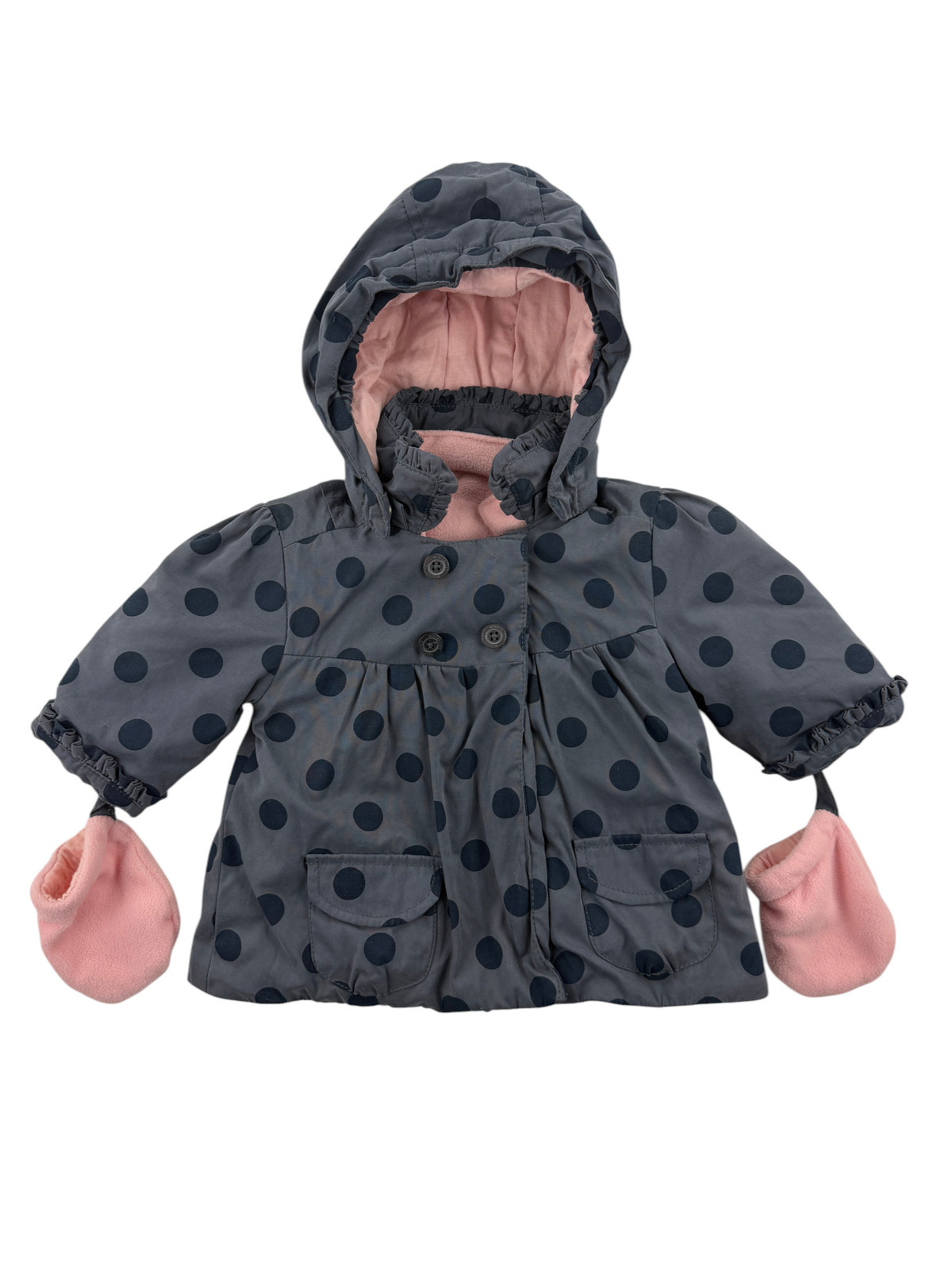 Manteau 2-en-1 à pois avec gilet polaire amovible – Vertbaudet – 3 mois (60 cm)
