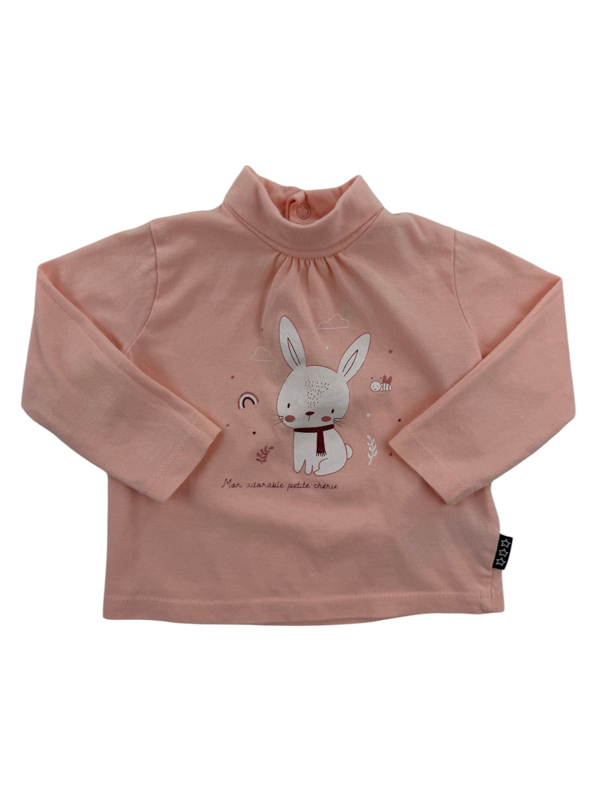 Tee-shirt manches longues rose à col – Mes Petits Cailloux – 9 mois (71 cm)