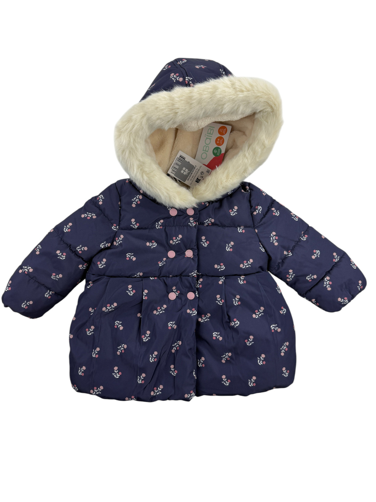Doudoune chaude fleurie NEUVE – OBAÏBI – 6 mois (68 cm)