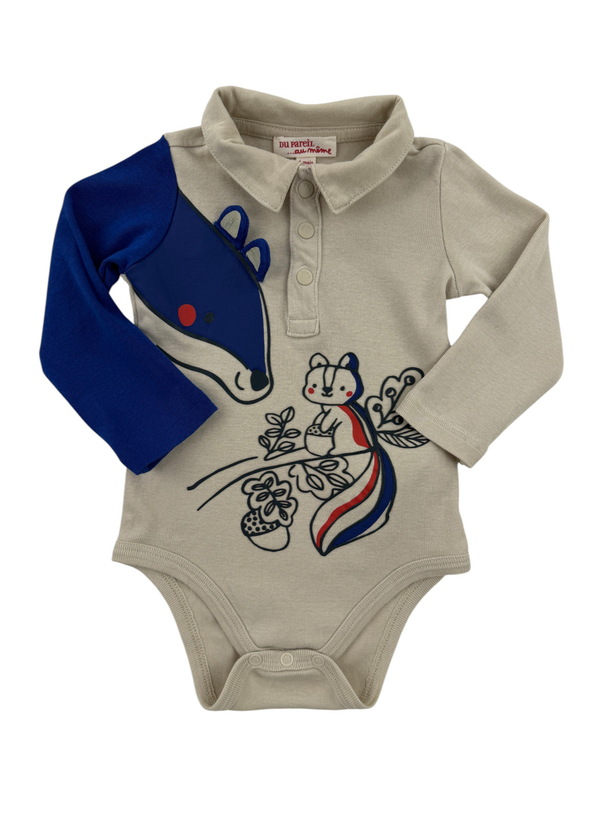 Body polo manches longues – DPAM – 6 mois (68 cm)
