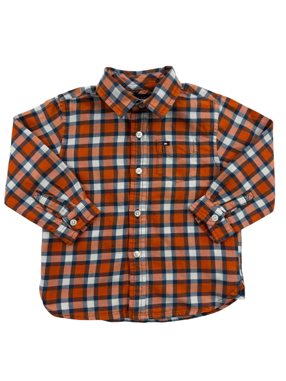 Chemise à carreaux orange et bleu – Tommy Hilfiger – 18 mois