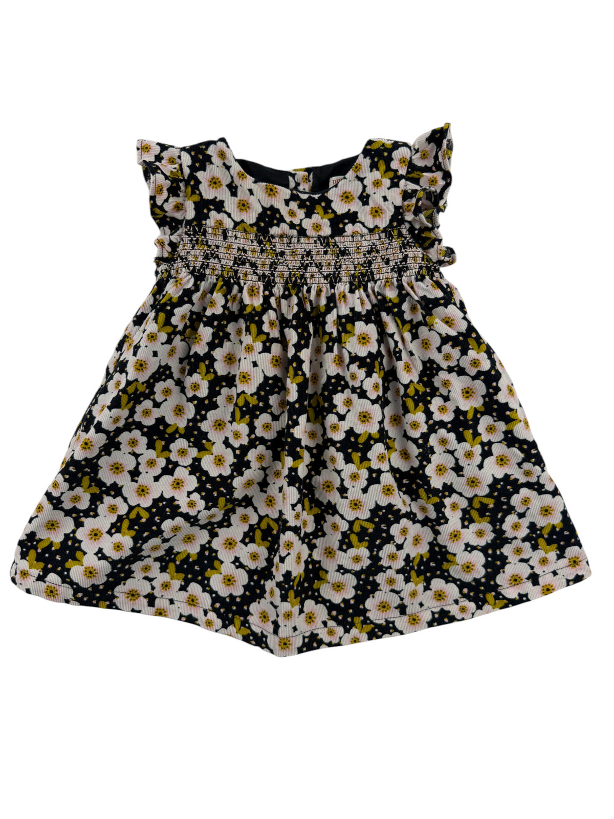 Robe en velours fleurie à smocks – DPAM – 6 mois (68 cm)