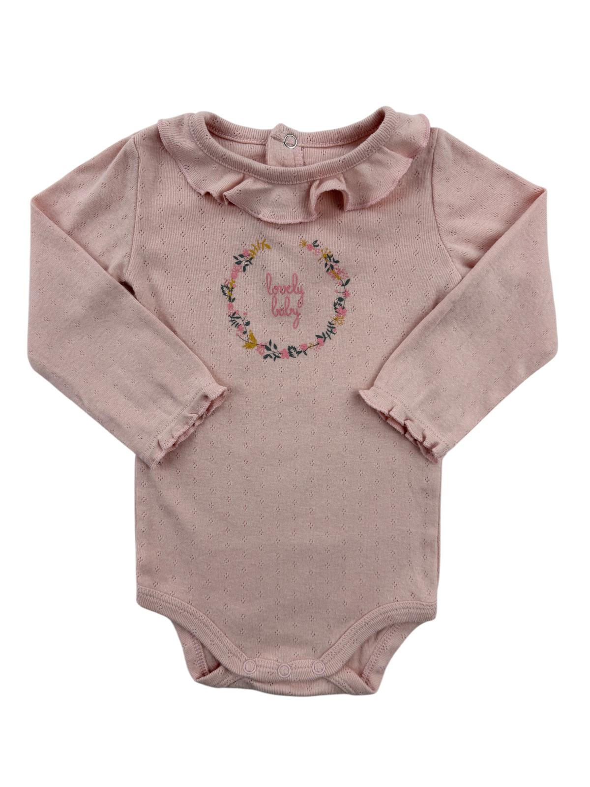 Body rose ajouré à col volanté – In Extenso – 9 mois (74 cm)