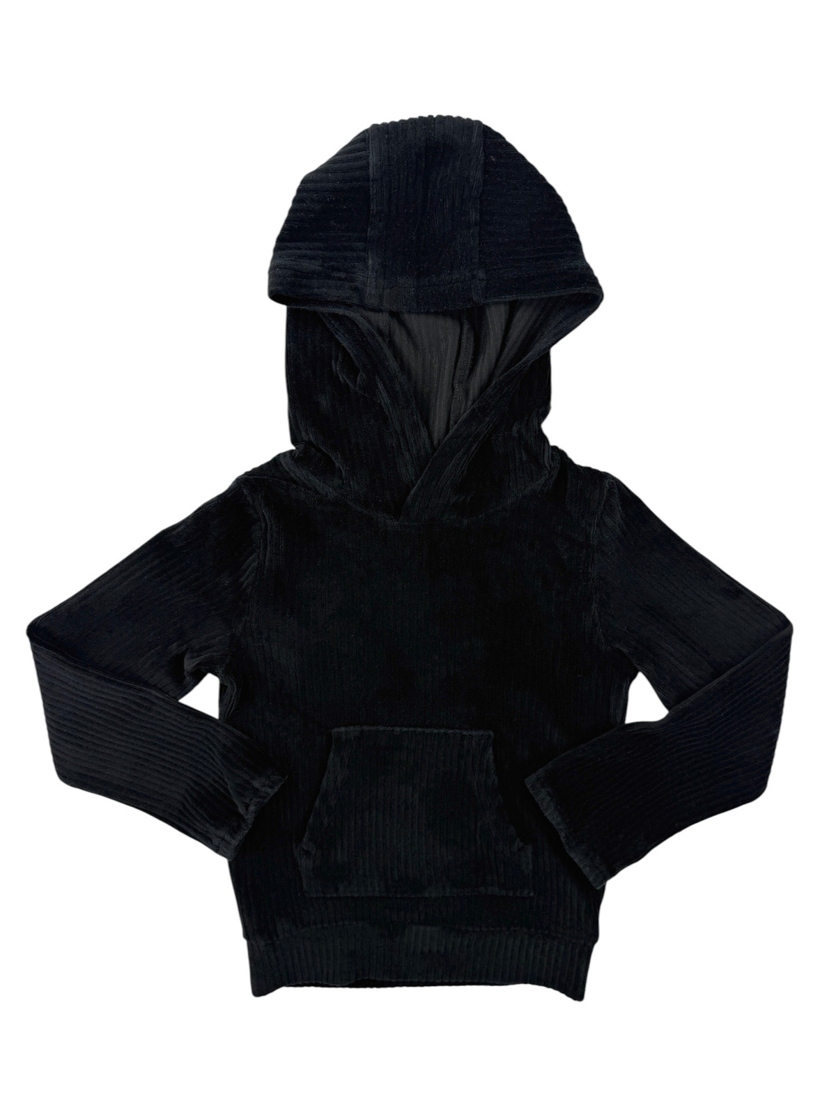 Sweat à capuche en velours noir – Kiabi – 8 ans (128 cm)