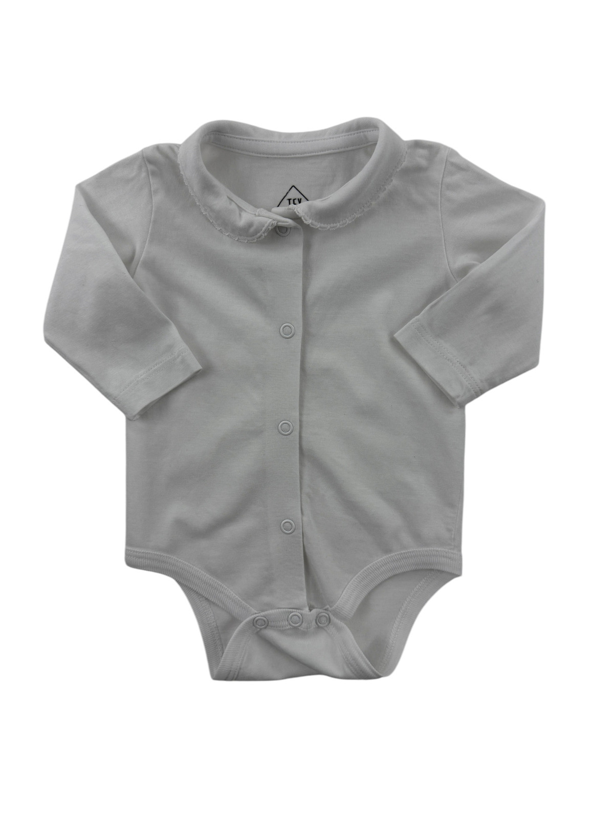 Body manches longues blanc à col Claudine – Tex – 1 mois