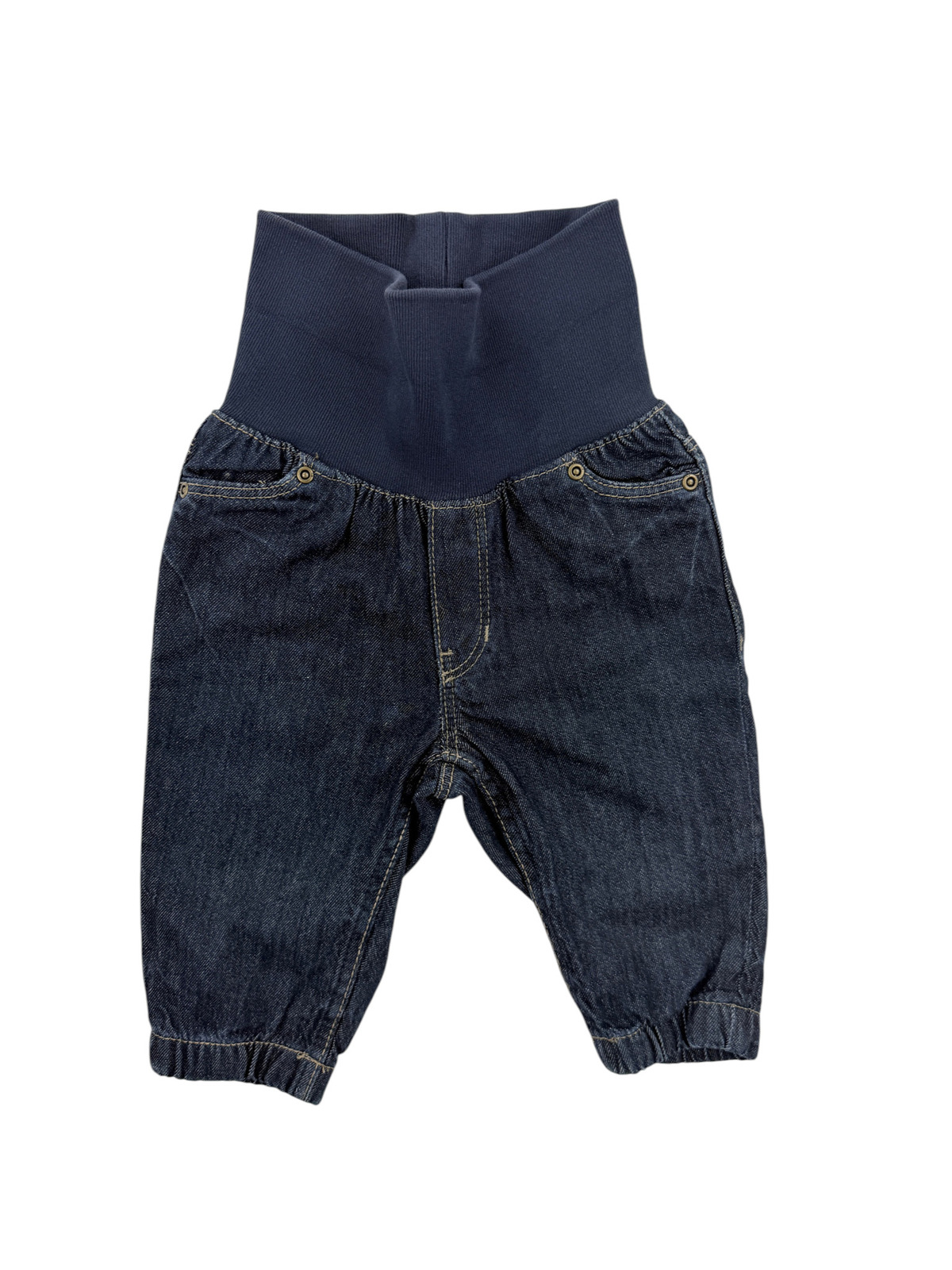 Jean bleu brut à taille haute élastiquée – H&M – 6 mois (68 cm)