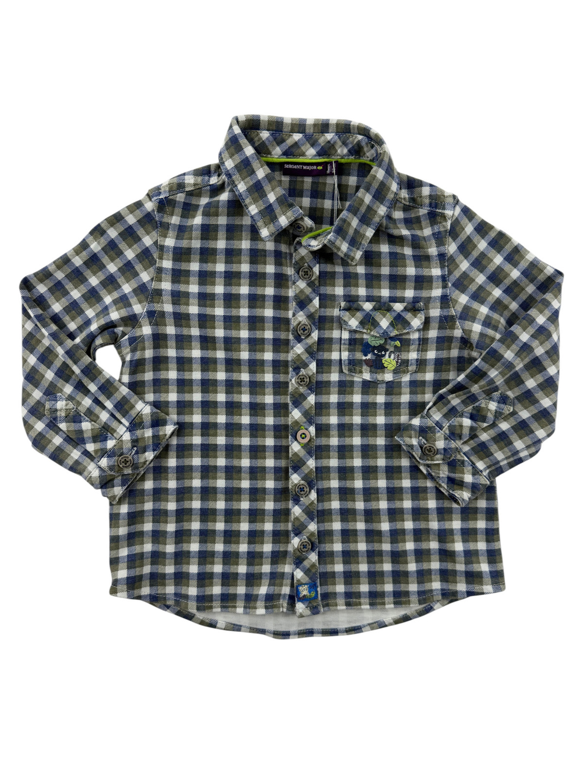 Chemise à carreaux bleu marine, kaki et blanc – Sergent Major – 18 mois (80 cm)