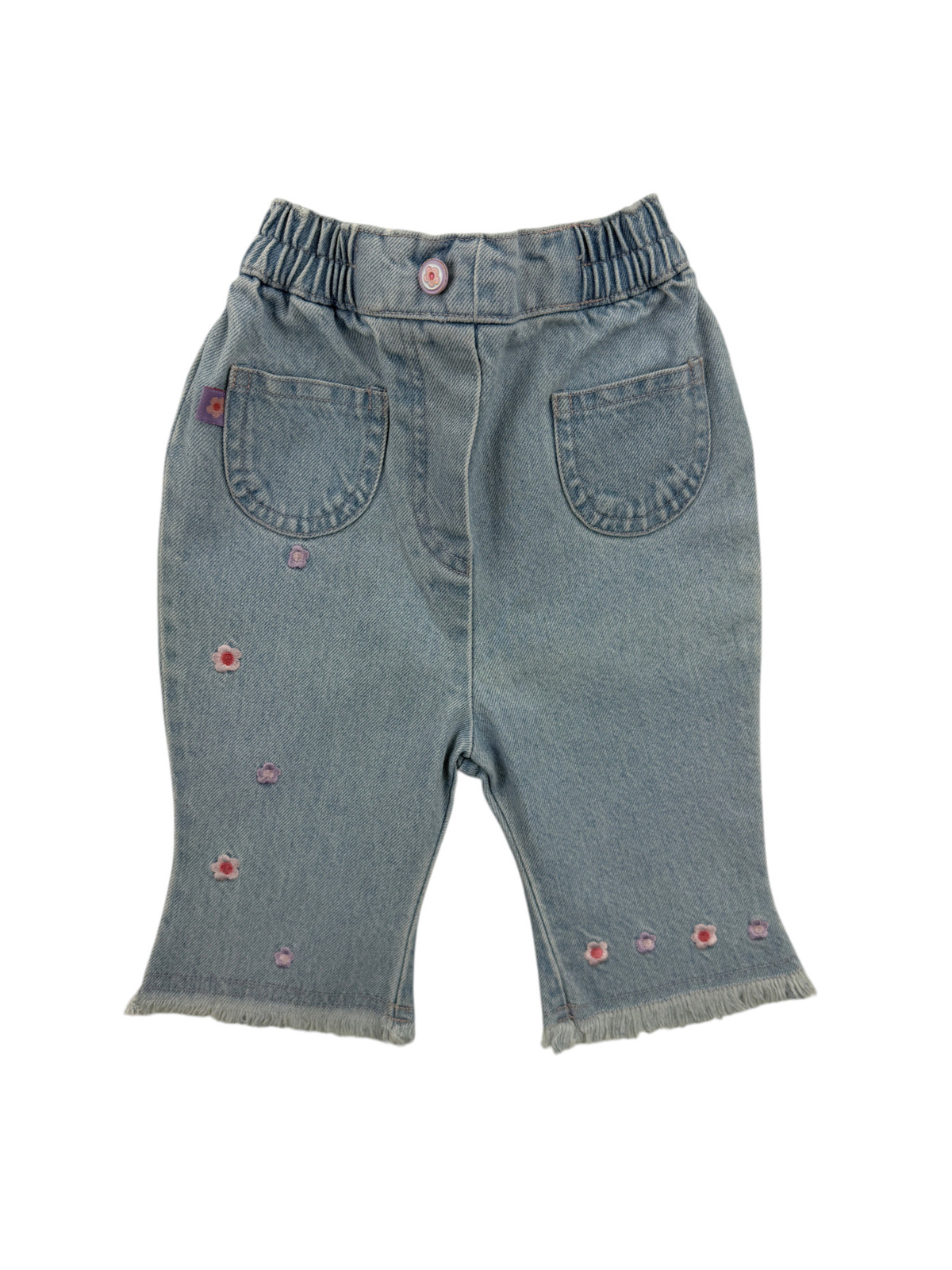 Jean bleu clair à fleurs brodées – Kimbaloo – 6 mois