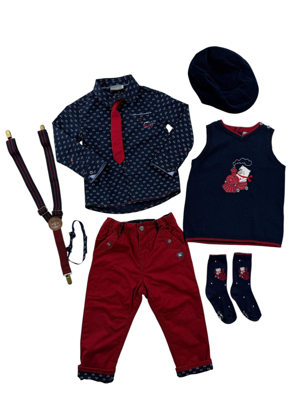 Look complet 8 pièces bleu marine et bordeaux – Sergent Major – 24 mois (86 cm)