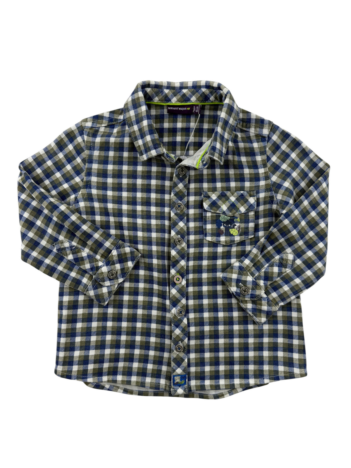 Chemise à carreaux bleu marine, kaki et blanc – Sergent Major – 24 mois (86 cm)