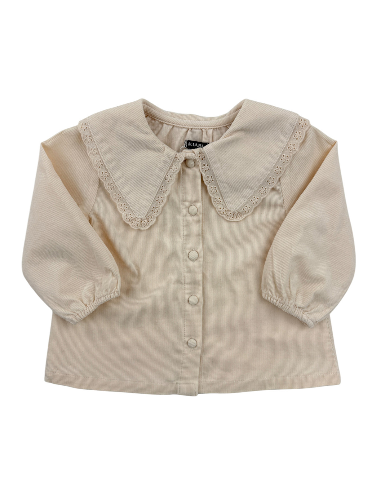 Blouse écrue côtelée à grand col brodé – Kiabi – 9 mois (71 cm)