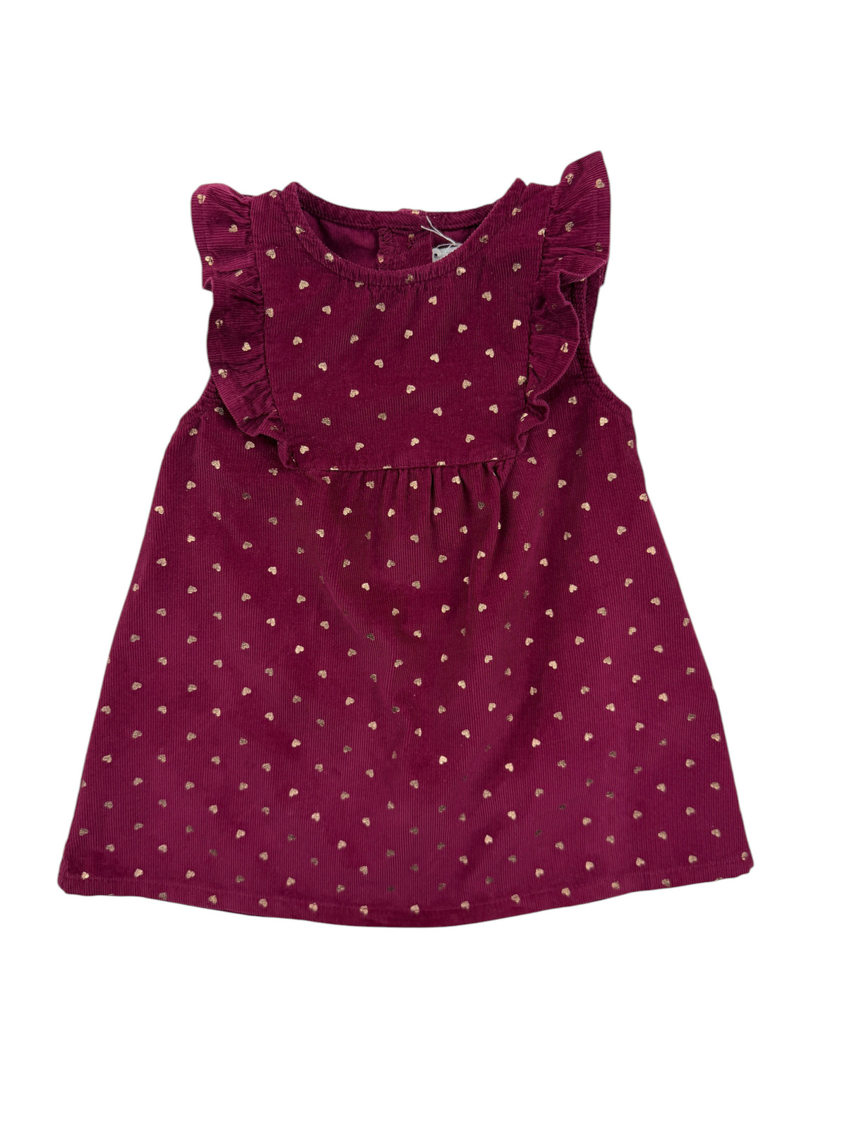 Robe en velours bordeaux à cœurs dorés – Mes Petits Cailloux – 9 mois (71 cm)