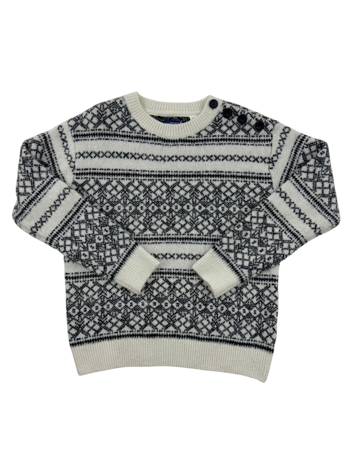 Pull jacquard blanc et bleu marine – Okaïdi – 10 ans (140 cm)