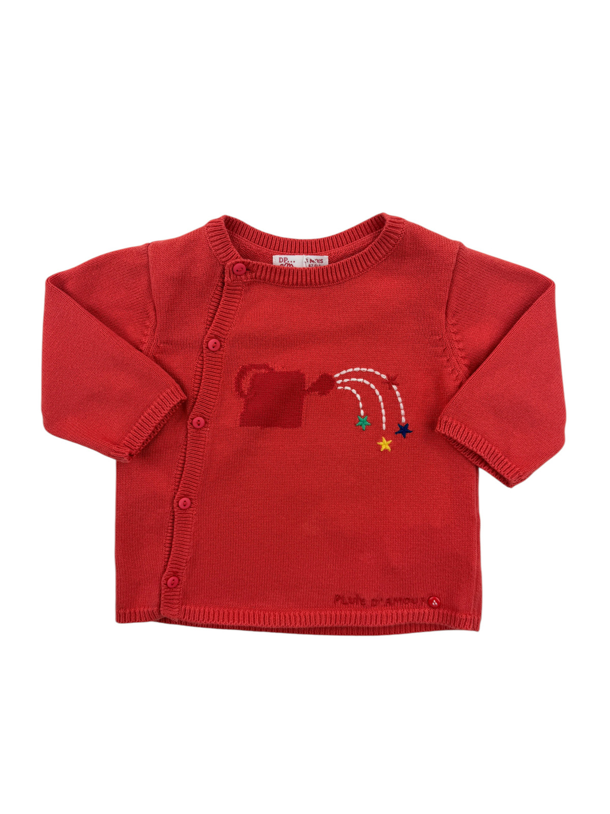 Gilet rouge à motif arrosoir – DPAM – 6 mois (67 cm)