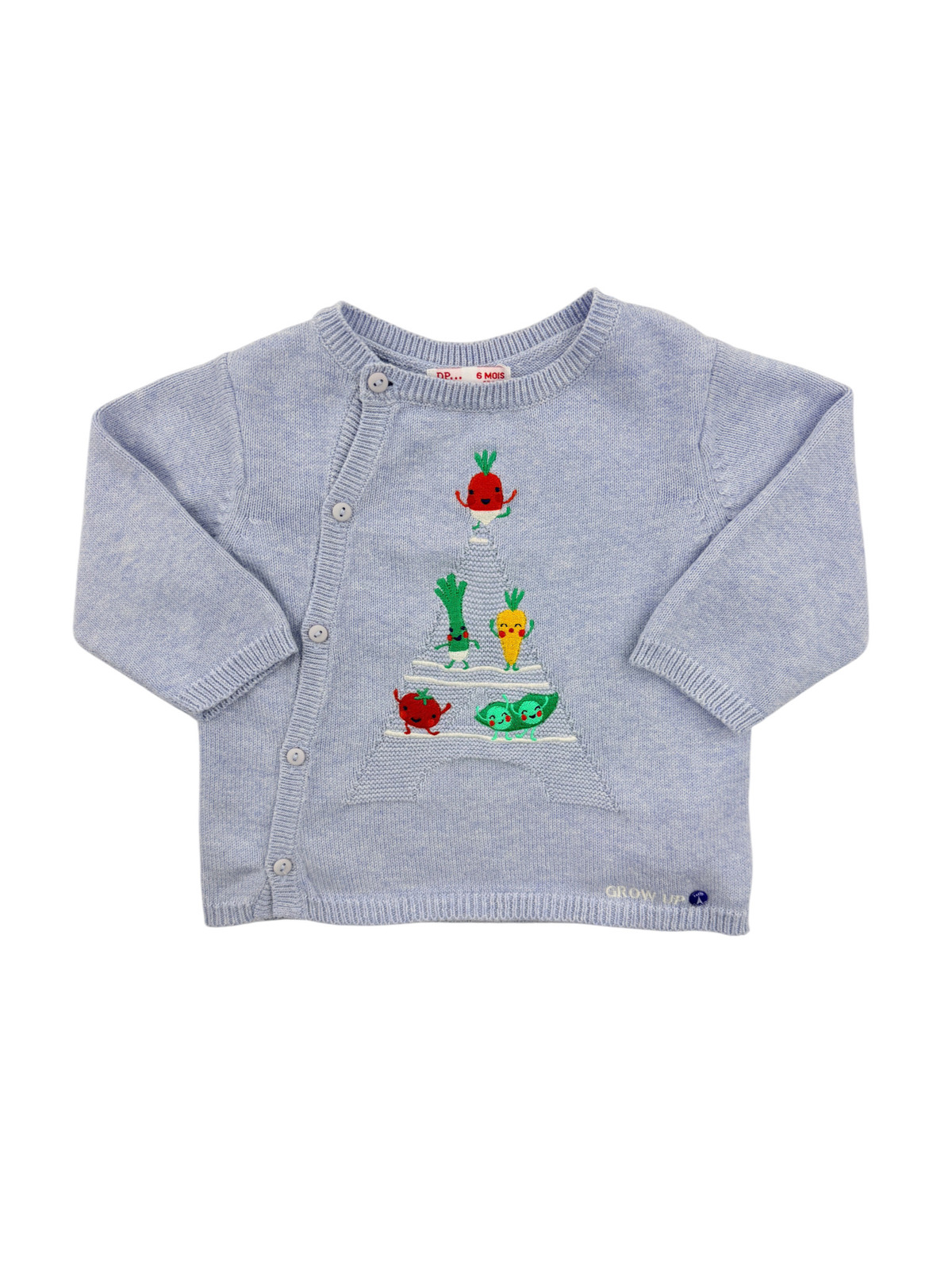 Gilet bleu clair à légumes brodés – DPAM – 6 mois (67 cm)
