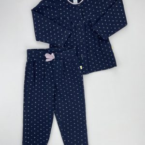 Ensemble pantalon + gilet marine à motifs - Obaïbi - 6 mois (68 cm)