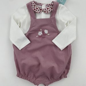 Ensemble salopette courte velours et body rose - Obaïbi - 9 mois (71 cm)